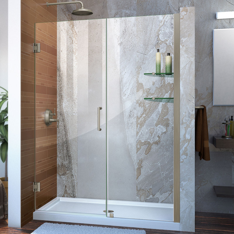 DreamLine Unidoor 54" W x 72" H Hinged Frameless Shower Door with Clearmax™ Technology & Reviews